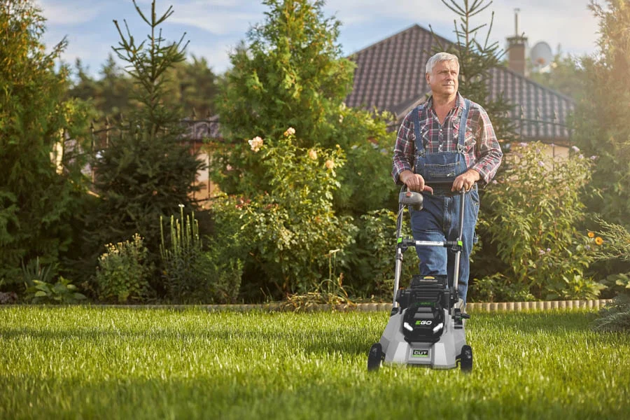 wide self propelled lawn mower